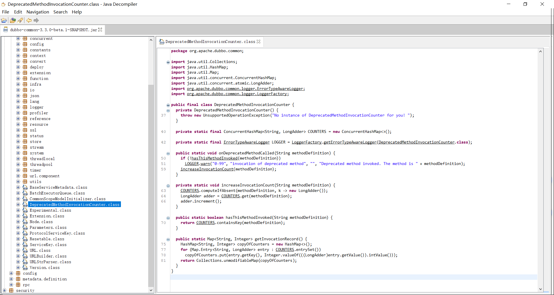 Decompiled result of Dubbo Annotation Processor (R5.05.22-1)