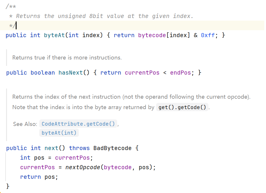 Part of implementation of CodeIterator (R7.3.9)