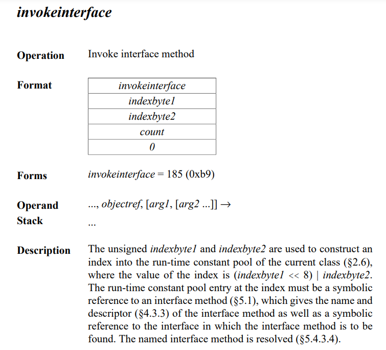 P525 - Arguments of invokeinterface (R7.3.5)